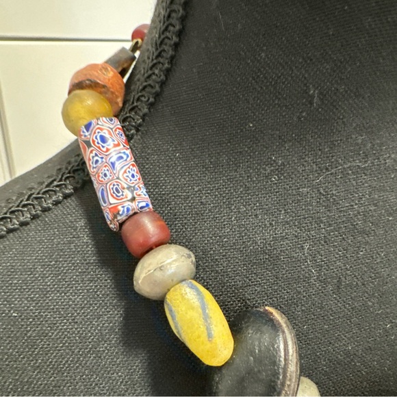 Vintage Handmade Artist Crafted Bead Necklace Stone Ceramic Hippie BoHo 19” - Picture 4 of 12